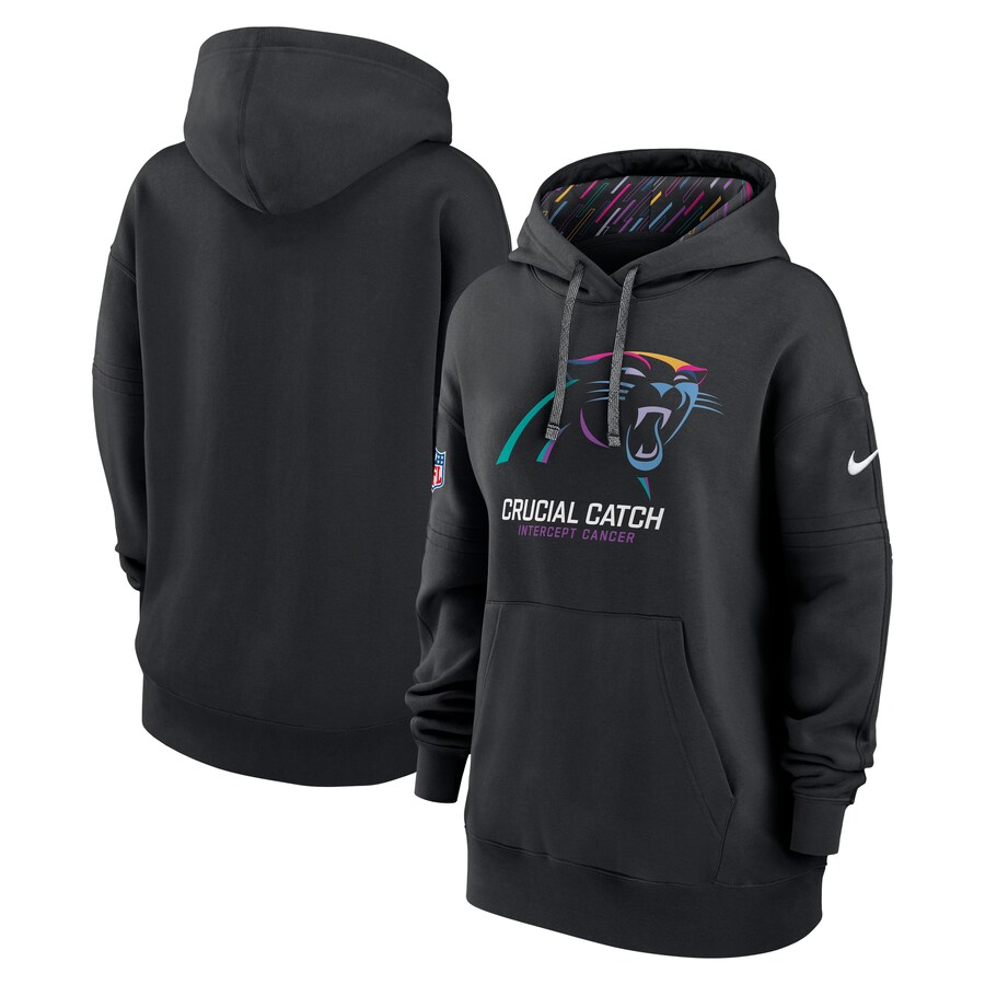 Women's Carolina Panthers  Nike Black 2024 NFL Crucial Catch Club Pullover Hoodie - ujerseystore