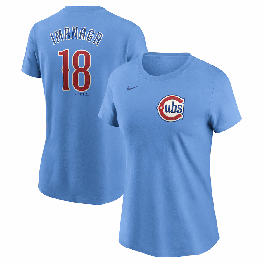 Women's Chicago Cubs Shōta Imanaga Nike Baby Blue Fuse Name & Number T-Shirt - ujerseystore
