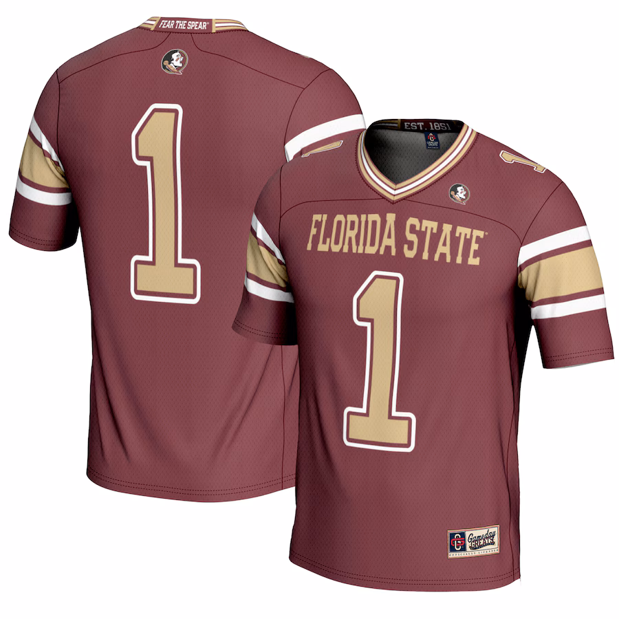 Men's GameDay Greats #1 Garnet Florida State Seminoles Endzone Football Jersey - ujerseystore
