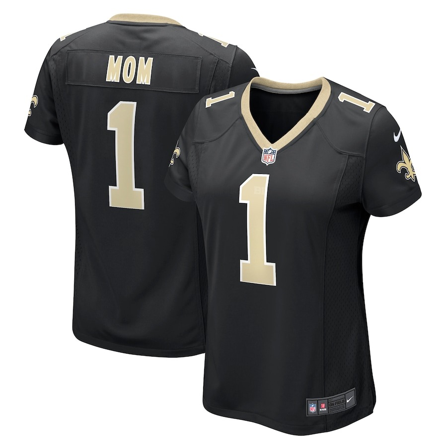 Women's New Orleans Saints Number 1 Mom Nike Black Game Jersey - ujerseystore