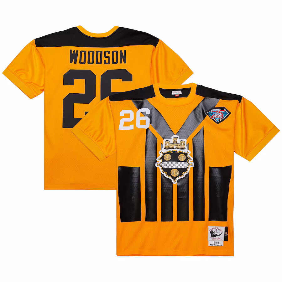 Men's Pittsburgh Steelers 1994 Rod Woodson Mitchell & Ness Gold Authentic Throwback Retired Player Jersey - ujerseystore