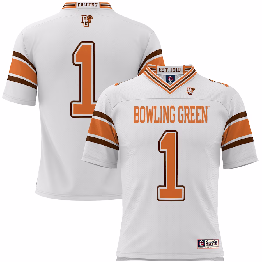 #1 Bowling Green St. Falcons GameDay Greats Endzone Football Jersey - White - ujerseystore