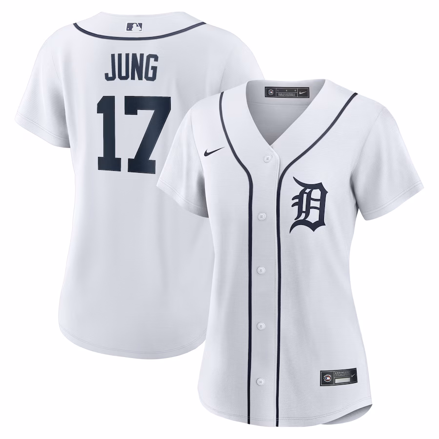 Women's Detroit Tigers Jace Jung Nike White Home Replica Jersey - ujerseystore