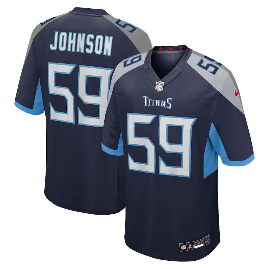 Men's Tennessee Titans Kyron Johnson Nike Navy Team Game Jersey - ujerseystore