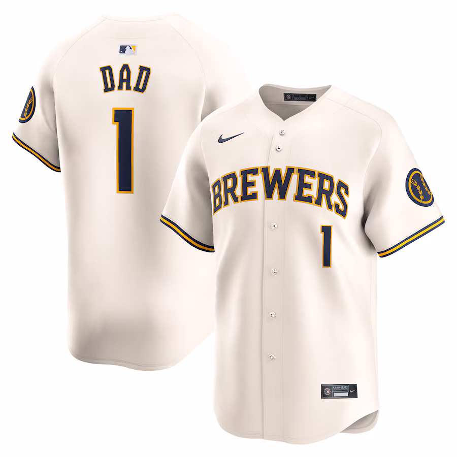 Men's Milwaukee Brewers Nike Cream #1 Dad Home Limited Jersey - ujerseystore
