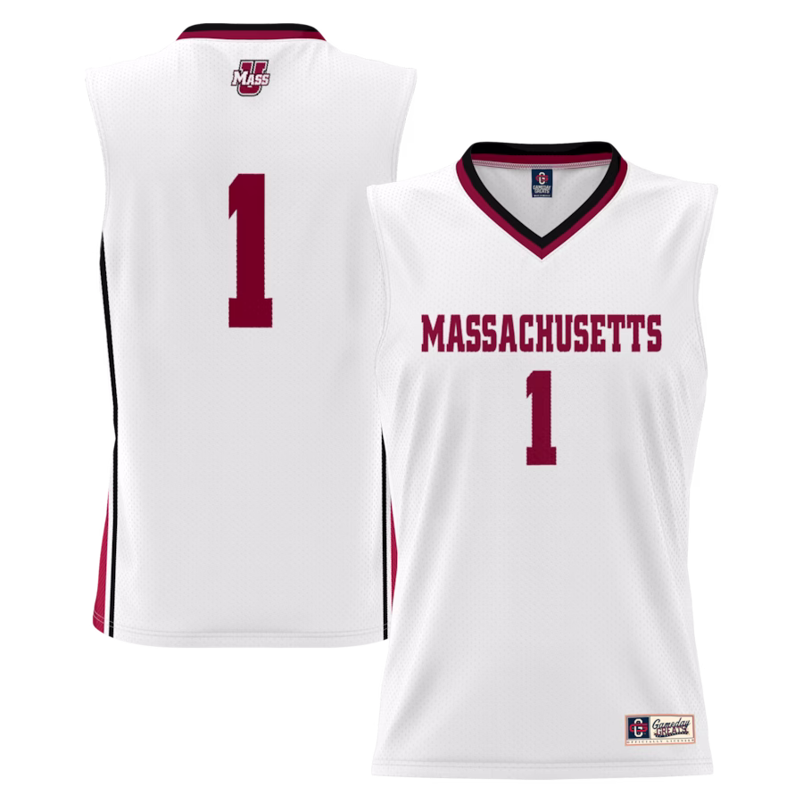 #1 UMass Minutemen GameDay Greats Youth Lightweight Basketball Jersey - White - ujerseystore
