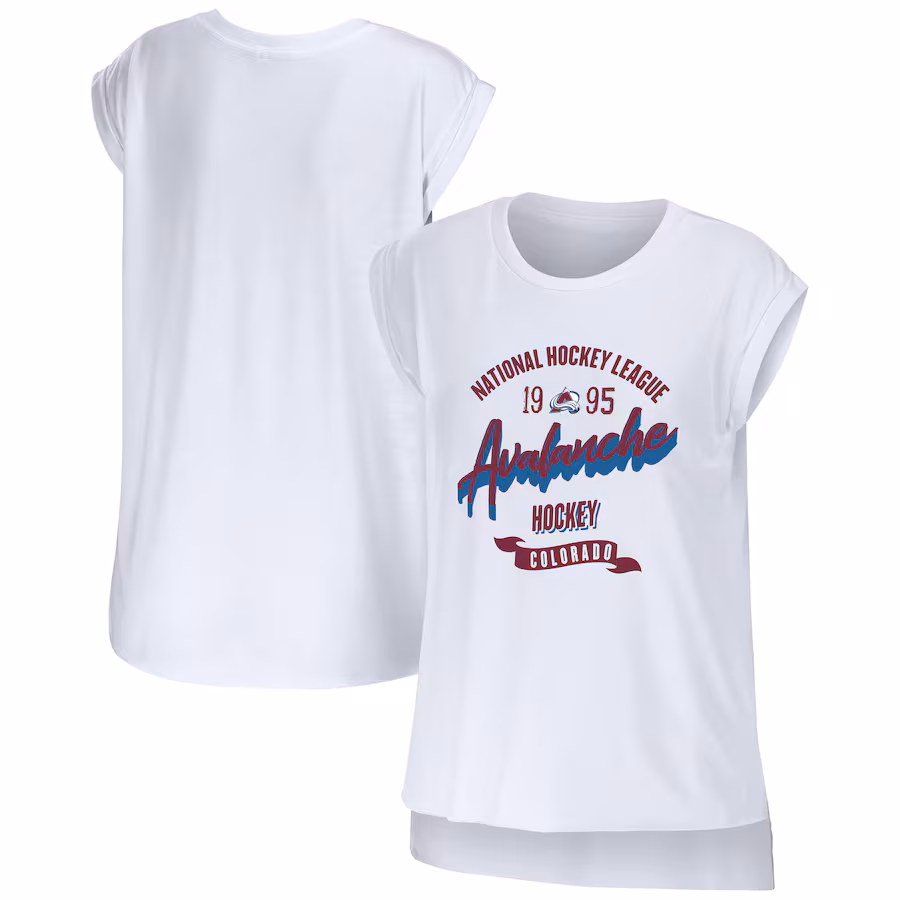 Women's Colorado Avalanche WEAR by Erin Andrews White Domestic Tank Top - ujerseystore