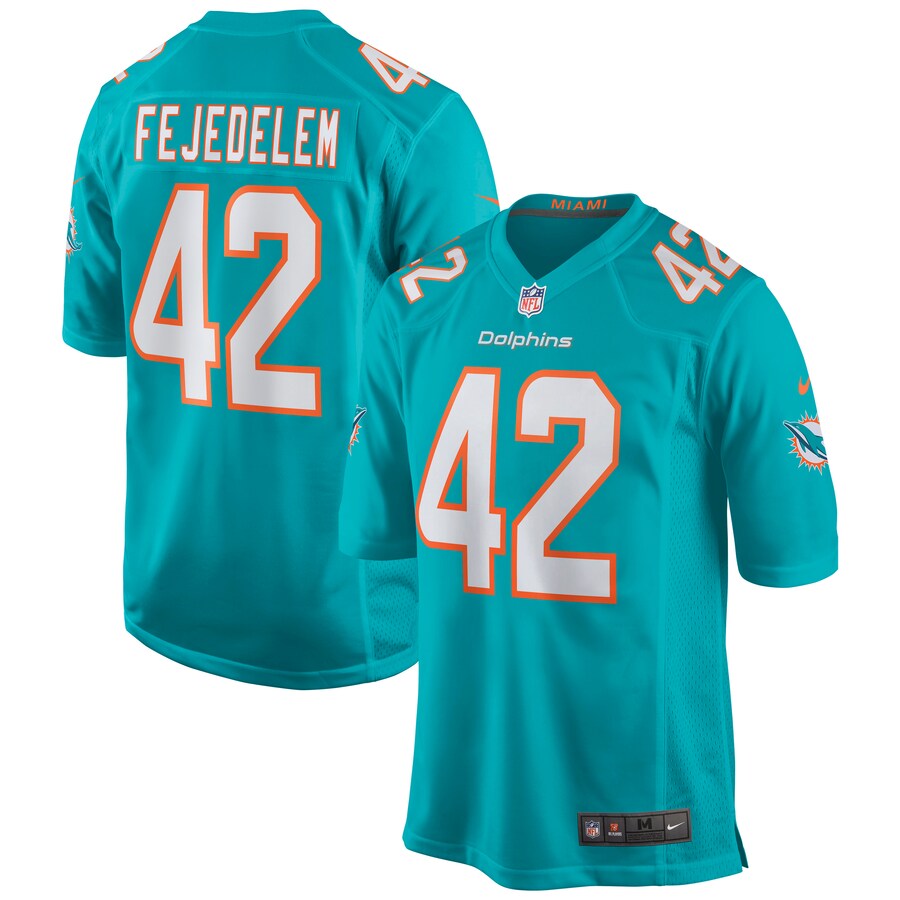 Men's Miami Dolphins Clayton Fejedelem Nike Aqua Game Jersey - ujerseystore