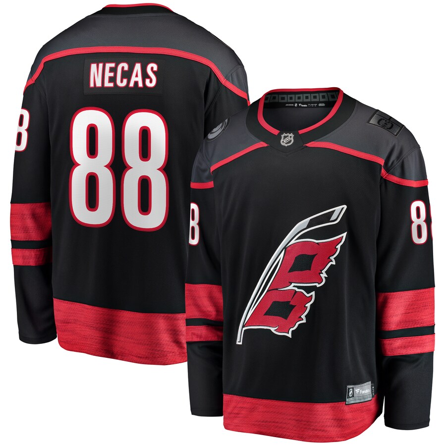 Men's Carolina Hurricanes Martin Necas Fanatics Branded Black Home Breakaway Jersey - ujerseystore