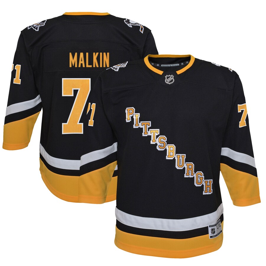 Youth Pittsburgh Penguins Evgeni Malkin Black 2021/22 Alternate Premier Player Jersey - ujerseystore