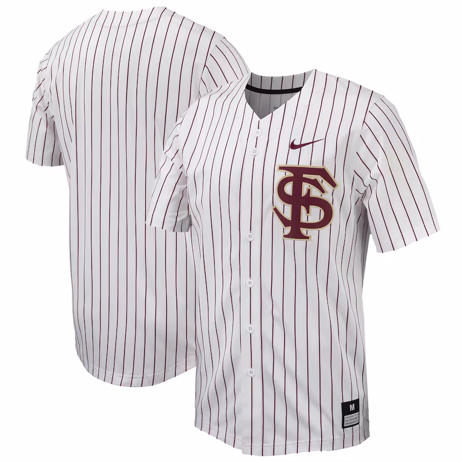 Florida State Seminoles Nike Pinstripe Replica Full-Button Baseball Jersey - White/Garnet - ujerseystore