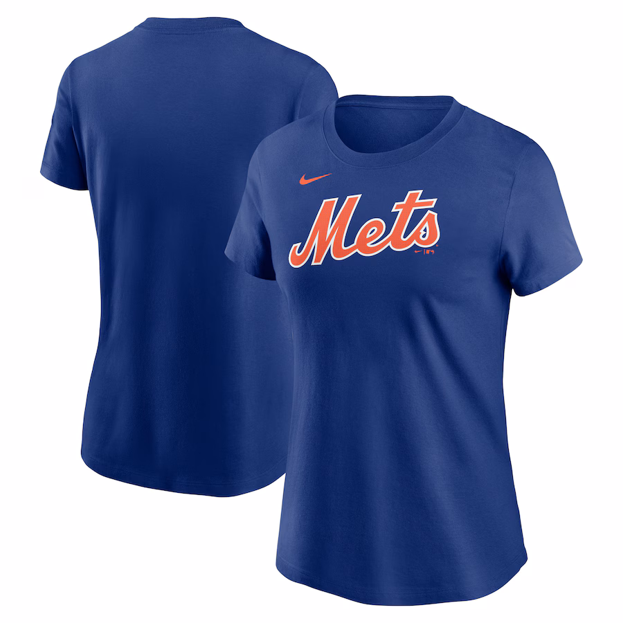 Women's New York Mets Nike Royal Fuse Wordmark T-Shirt - ujerseystore