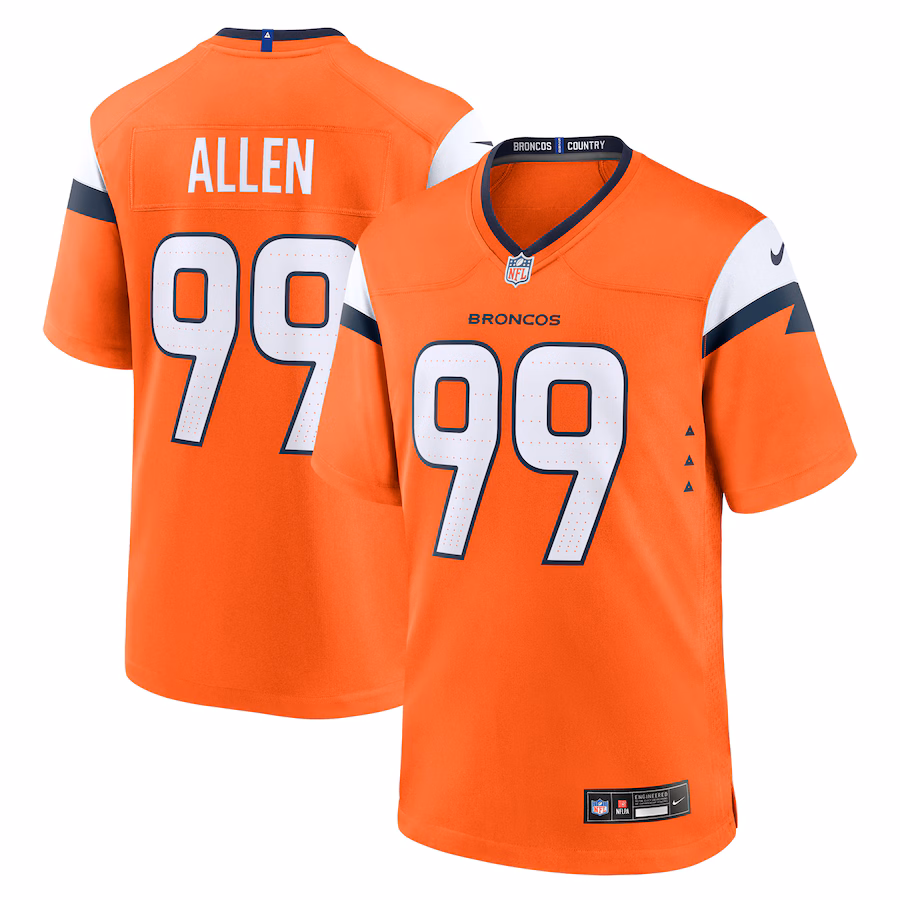 Men's Denver Broncos Zach Allen Nike Orange Team Game Jersey - ujerseystore