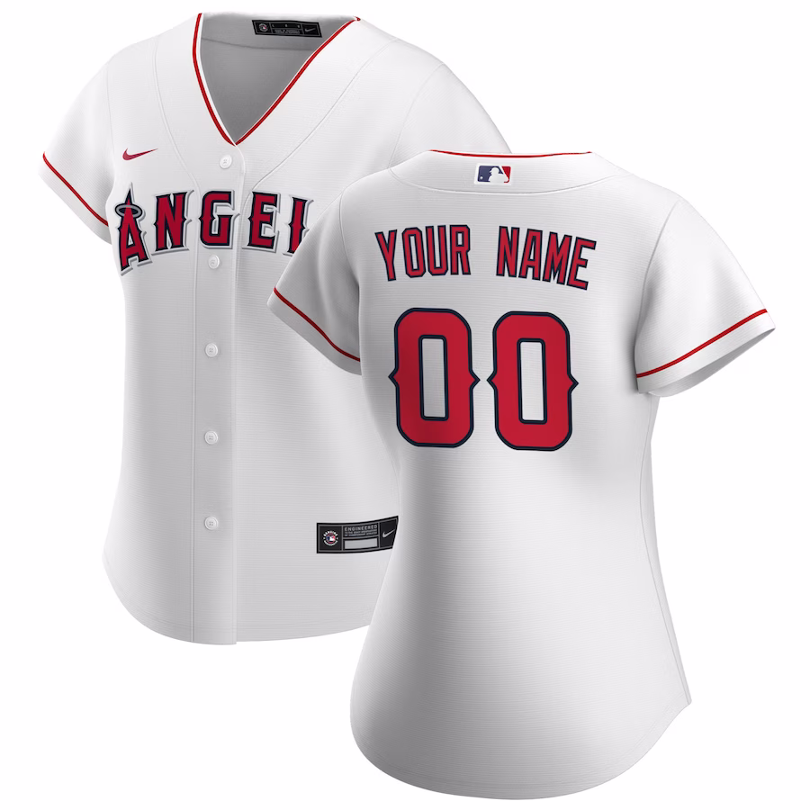 Women's Los Angeles Angels Nike White Home Replica Custom Jersey - ujerseystore