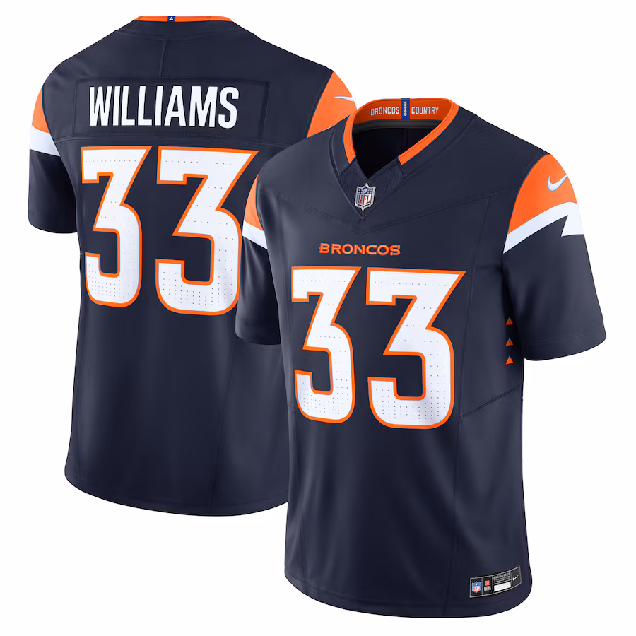 Men's Denver Broncos Javonte Williams Nike Navy Mile High Collection Vapor F.U.S.E. Limited Jersey - ujerseystore