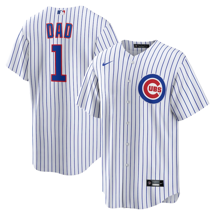 Men's Chicago Cubs Nike White #1 Dad Home Replica Jersey - ujerseystore