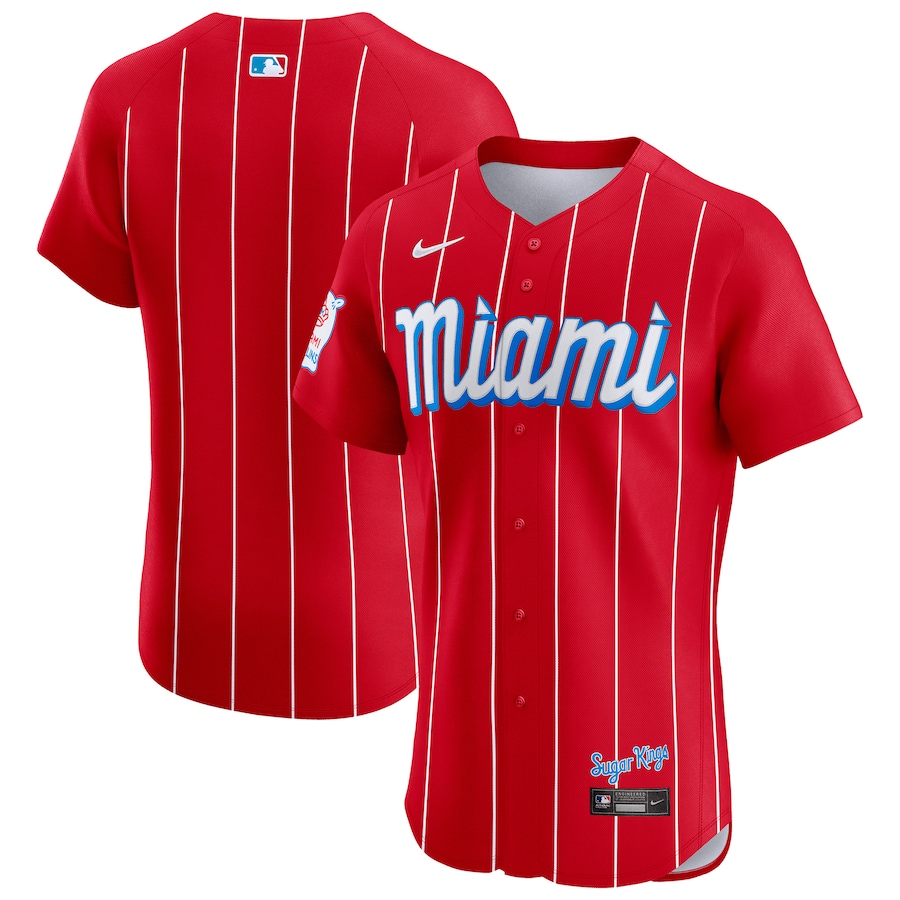 Men's Miami Marlins Nike Red City Connect Elite Jersey - ujerseystore