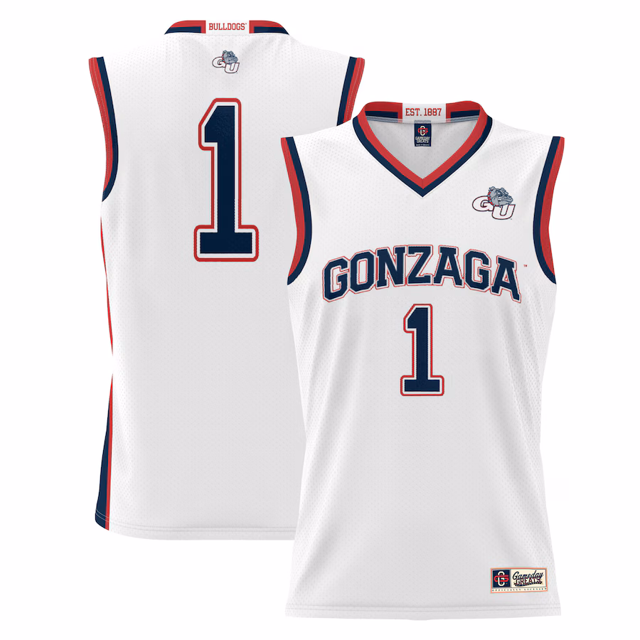 Youth GameDay Greats White #1 Gonzaga Bulldogs Lightweight Basketball Jersey - ujerseystore
