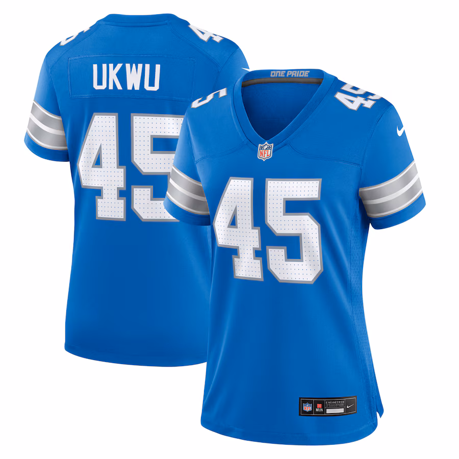 Women's Detroit Lions Isaac Ukwu Nike  Blue Game Jersey - ujerseystore