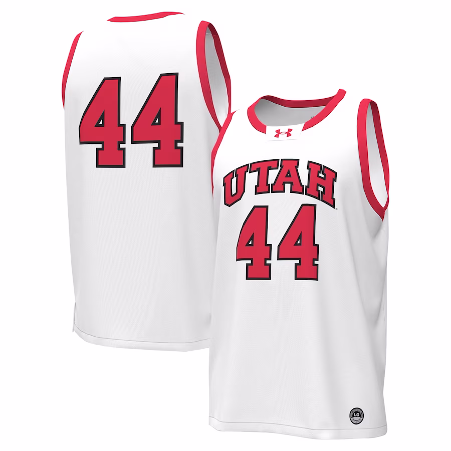 #44 Utah Utes Under Armour Replica Basketball Jersey - White - ujerseystore