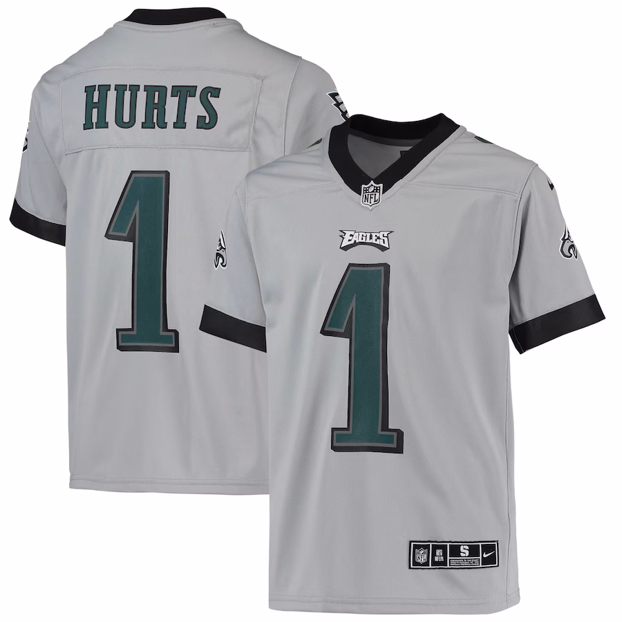 Youth Philadelphia Eagles Jalen Hurts Nike Silver Inverted Team Game Jersey - ujerseystore