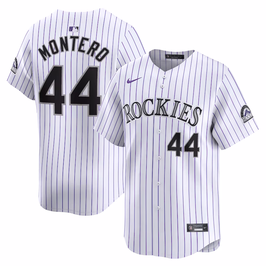 Men's Colorado Rockies Elehuris Montero Nike White Home Limited Player Jersey - ujerseystore