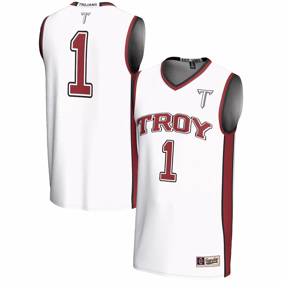Youth GameDay Greats #1 White Troy University Trojans Lightweight Basketball Jersey - ujerseystore