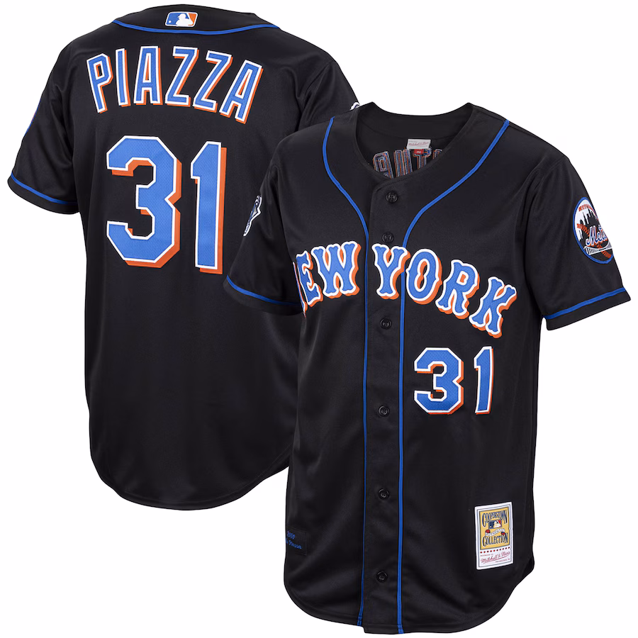 Men's New York Mets Mike Piazza Mitchell & Ness Black Alternate 2000 Cooperstown Collection Authentic Jersey - ujerseystore