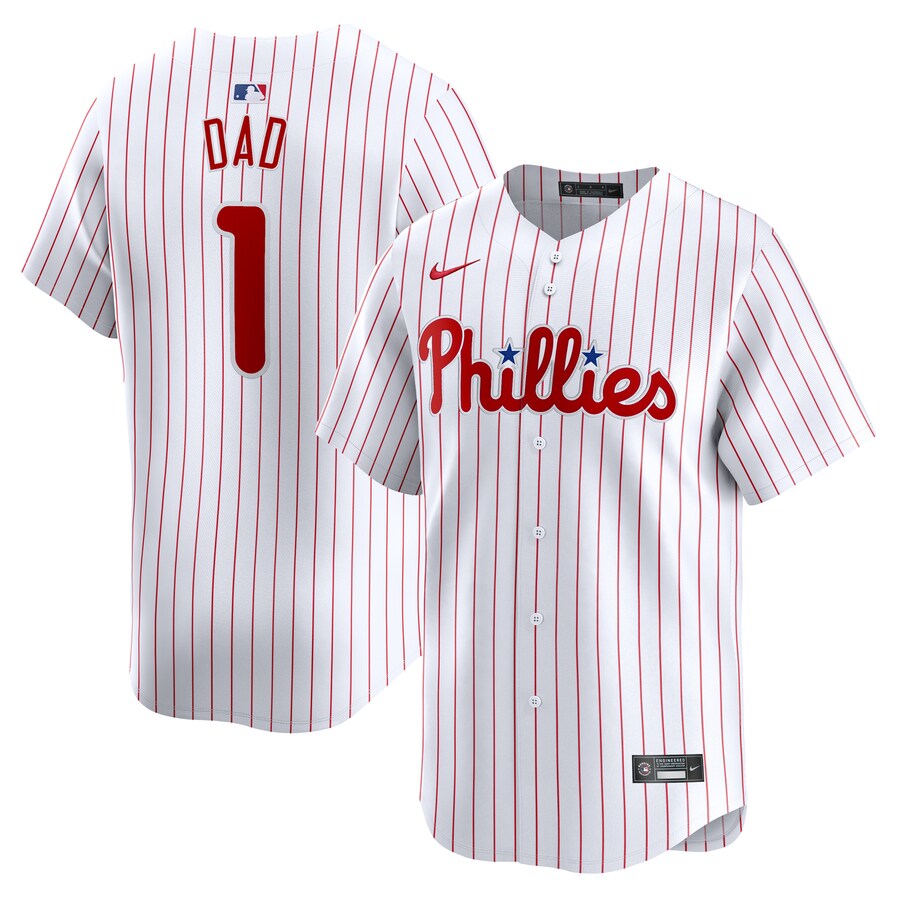 Men's Philadelphia Phillies Nike White #1 Dad Home Limited Jersey - ujerseystore