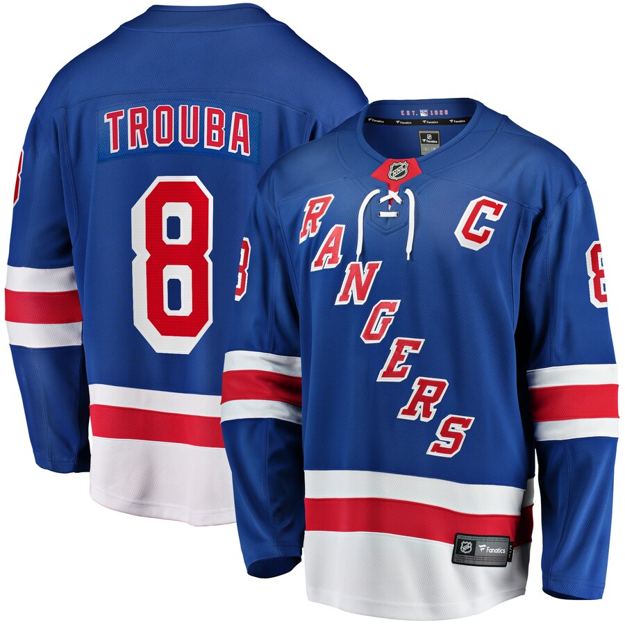 Men's New York Rangers Jacob Trouba Fanatics Branded Blue Home Breakaway Jersey - ujerseystore