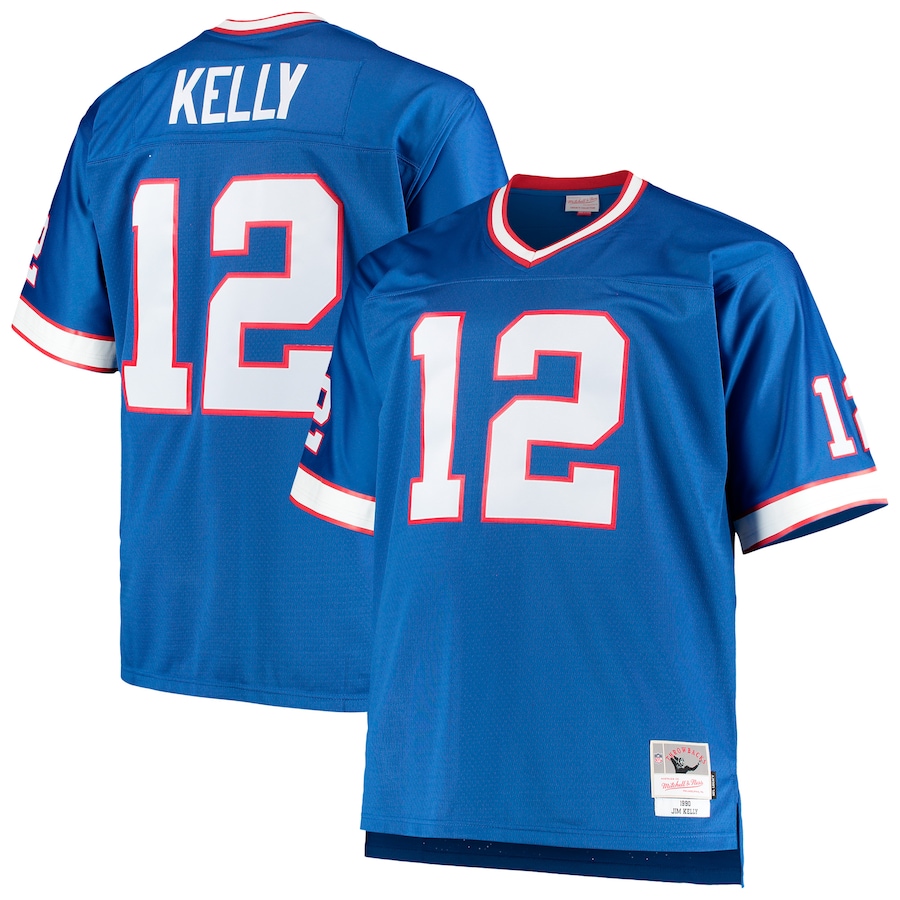 Men's Buffalo Bills Jim Kelly Mitchell & Ness Royal Big & Tall 1990 Retired Player Replica Jersey - ujerseystore