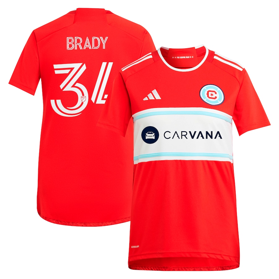 Women's Chicago Fire Chris Brady adidas Red 2024 Return To Red Replica Player Jersey - ujerseystore