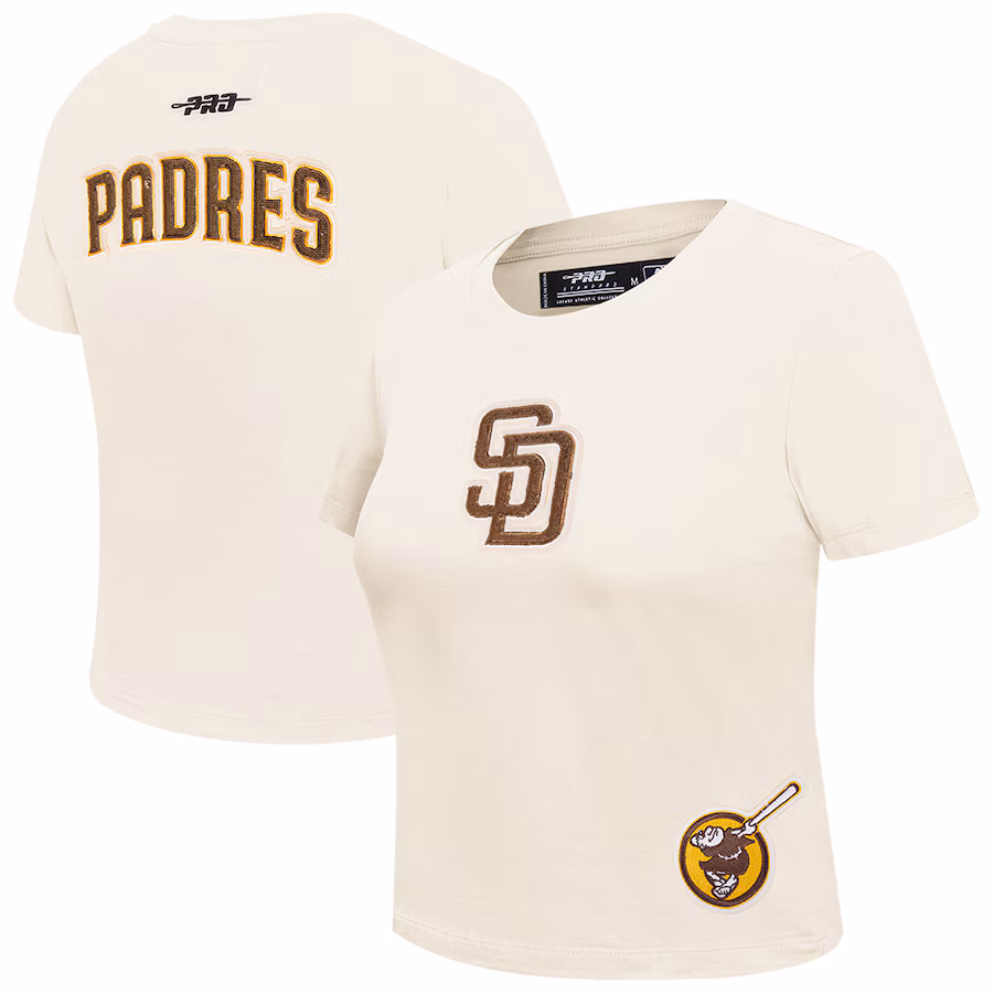 Women's San Diego Padres Pro Standard Cream Game Day Classics Baby Doll Cropped T-Shirt - ujerseystore