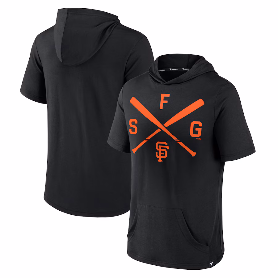 Men's San Francisco Giants Fanatics Black Iconic Rebel Short Sleeve Hooded Top - ujerseystore