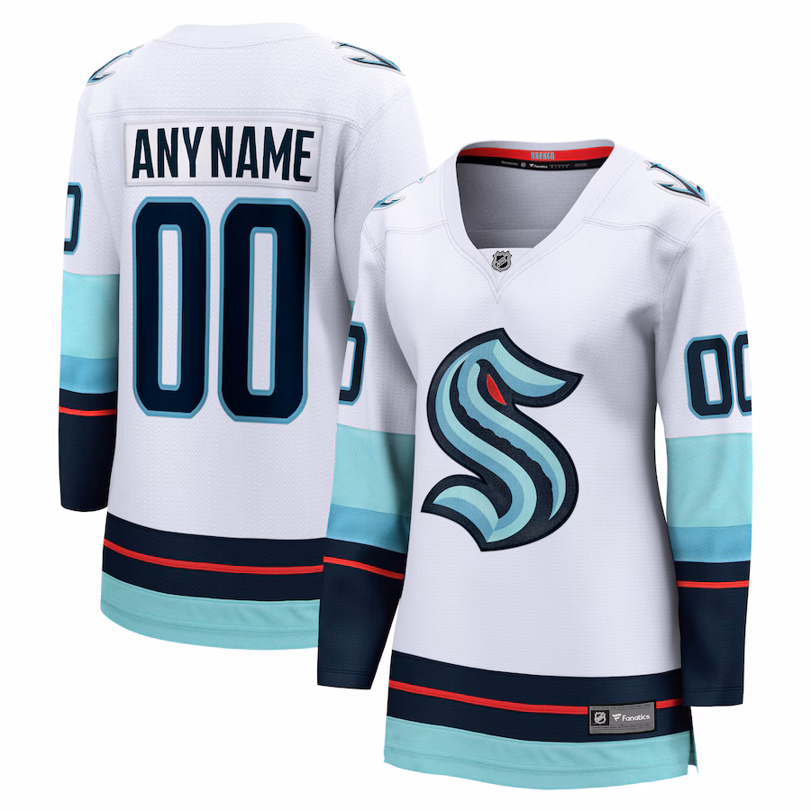 Women's Seattle Kraken Fanatics White Away Breakaway Custom Jersey - ujerseystore