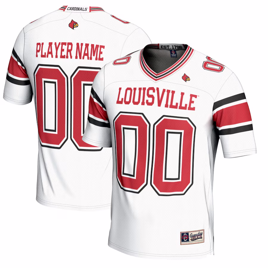 Louisville Cardinals GameDay Greats Youth NIL Pick-A-Player Football Jersey - White - ujerseystore