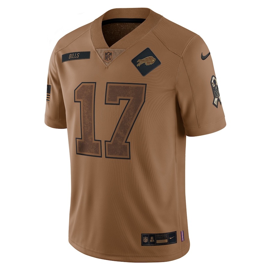 Men's Buffalo Bills Josh Allen Nike Brown 2023 Salute To Service Limited Jersey - ujerseystore