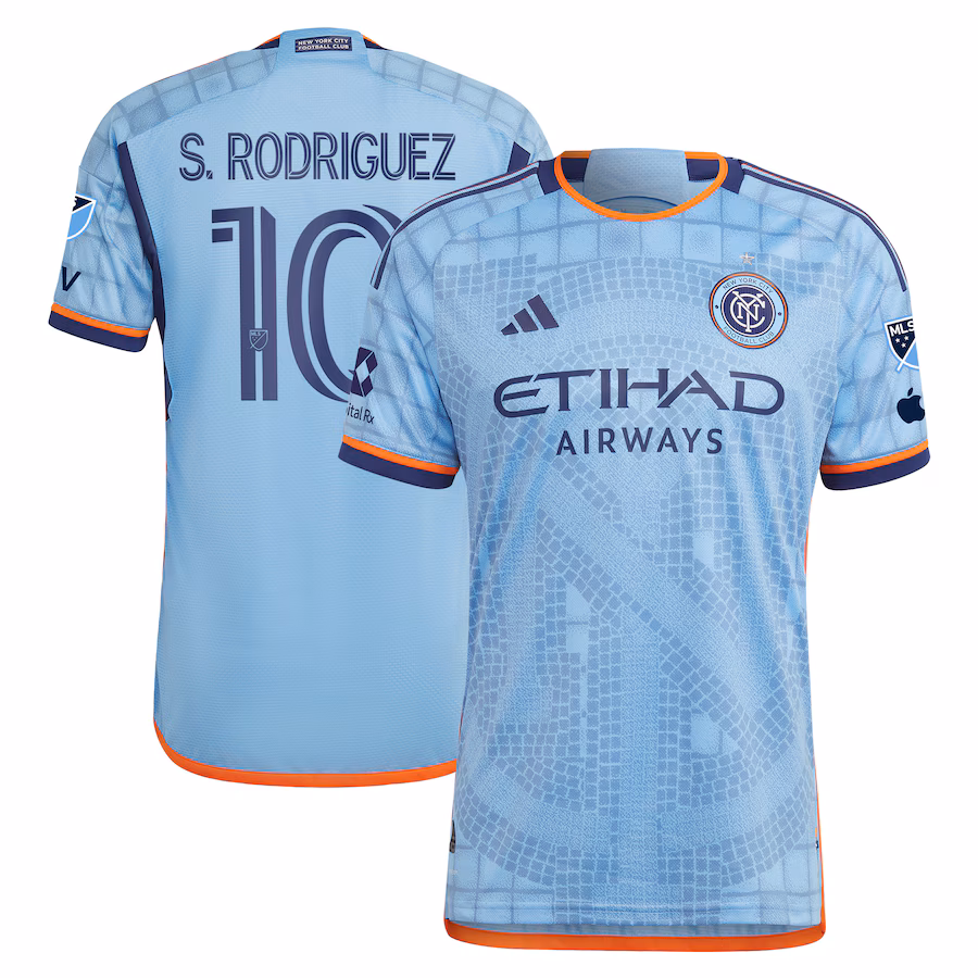 Men's New York City FC Santiago Rodríguez adidas Sky Blue 2024 The Interboro Kit Authentic Player Jersey - ujerseystore