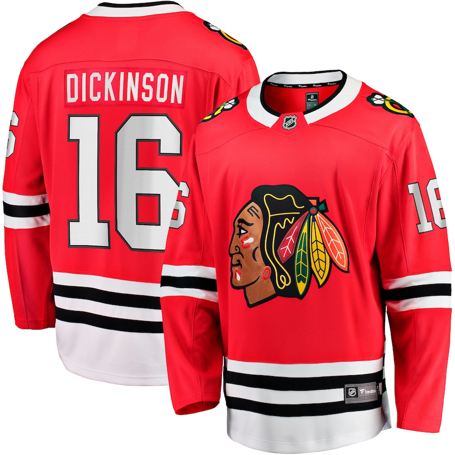 Men's Chicago Blackhawks Jason Dickinson Fanatics Red Home Breakaway Jersey - ujerseystore