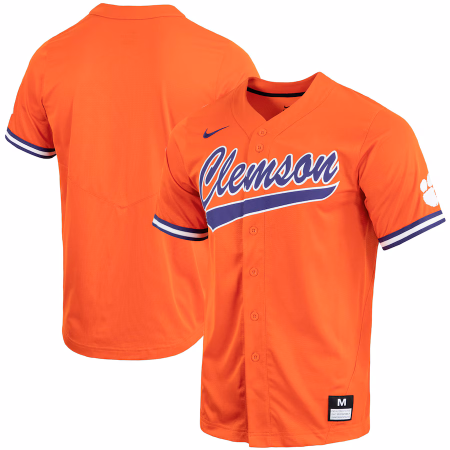 Men's Nike Orange Clemson Tigers Replica Full-Button Baseball Jersey - ujerseystore