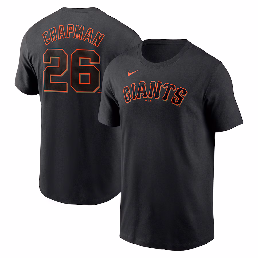 Men's San Francisco Giants Matt Chapman Nike Black Fuse Name & Number T-Shirt - ujerseystore