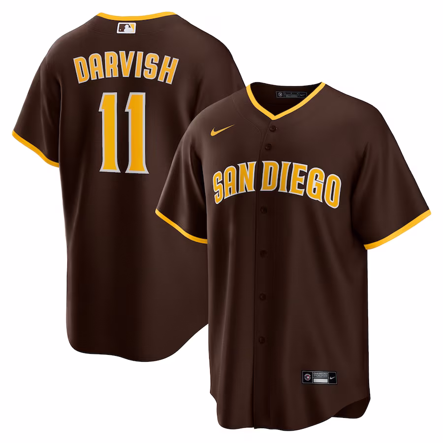 Men's San Diego Padres Yu Darvish Nike Brown Alternate Replica Player Jersey - ujerseystore