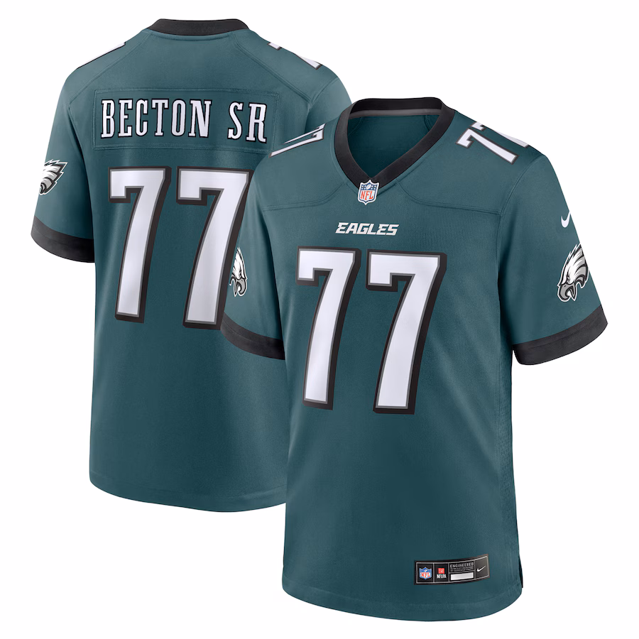 Men's Philadelphia Eagles Mekhi Becton Sr. Nike Midnight Green Game Jersey - ujerseystore