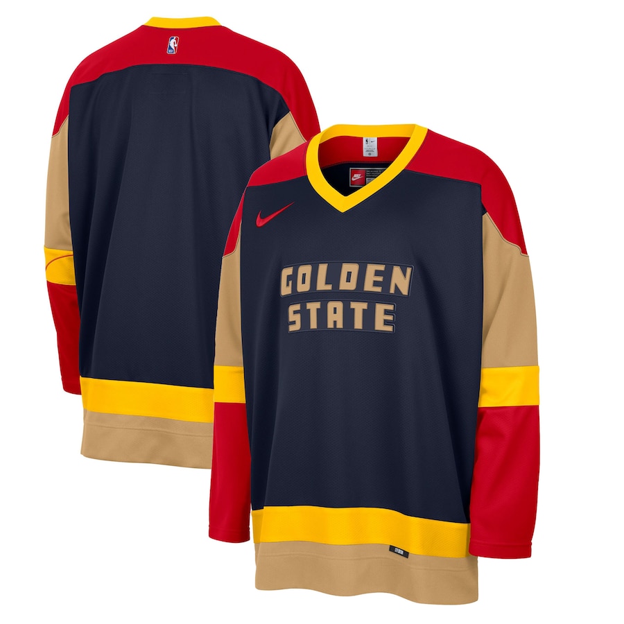 Men's Golden State Warriors Nike Navy 2024/25 City Edition Courtside Heavyweight Hockey Jersey - ujerseystore