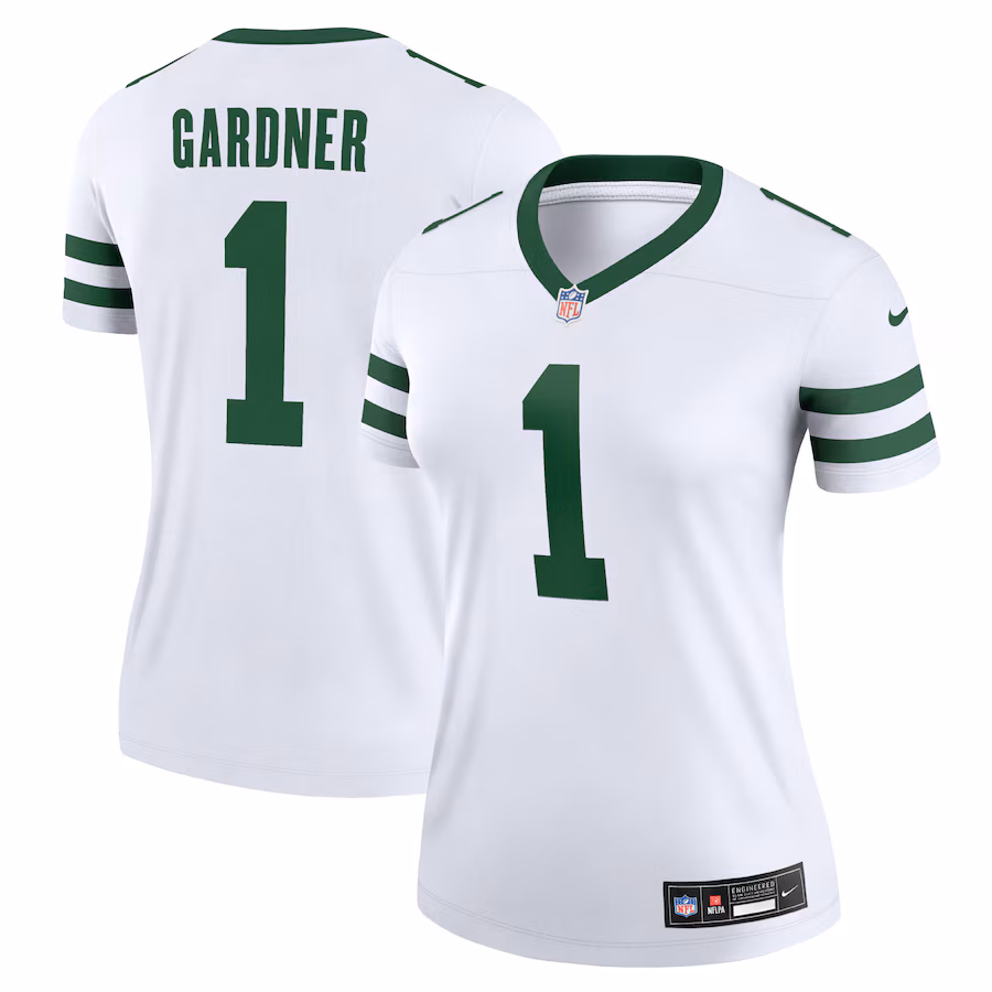 Women's New York Jets Sauce Gardner Nike Legacy White Legend Jersey - ujerseystore