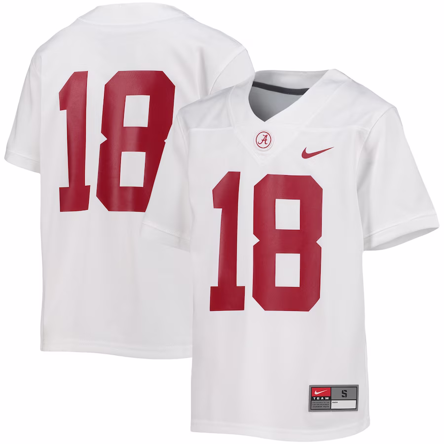 #18 Alabama Crimson Tide Nike Youth Untouchable Football Team Jersey - White - ujerseystore
