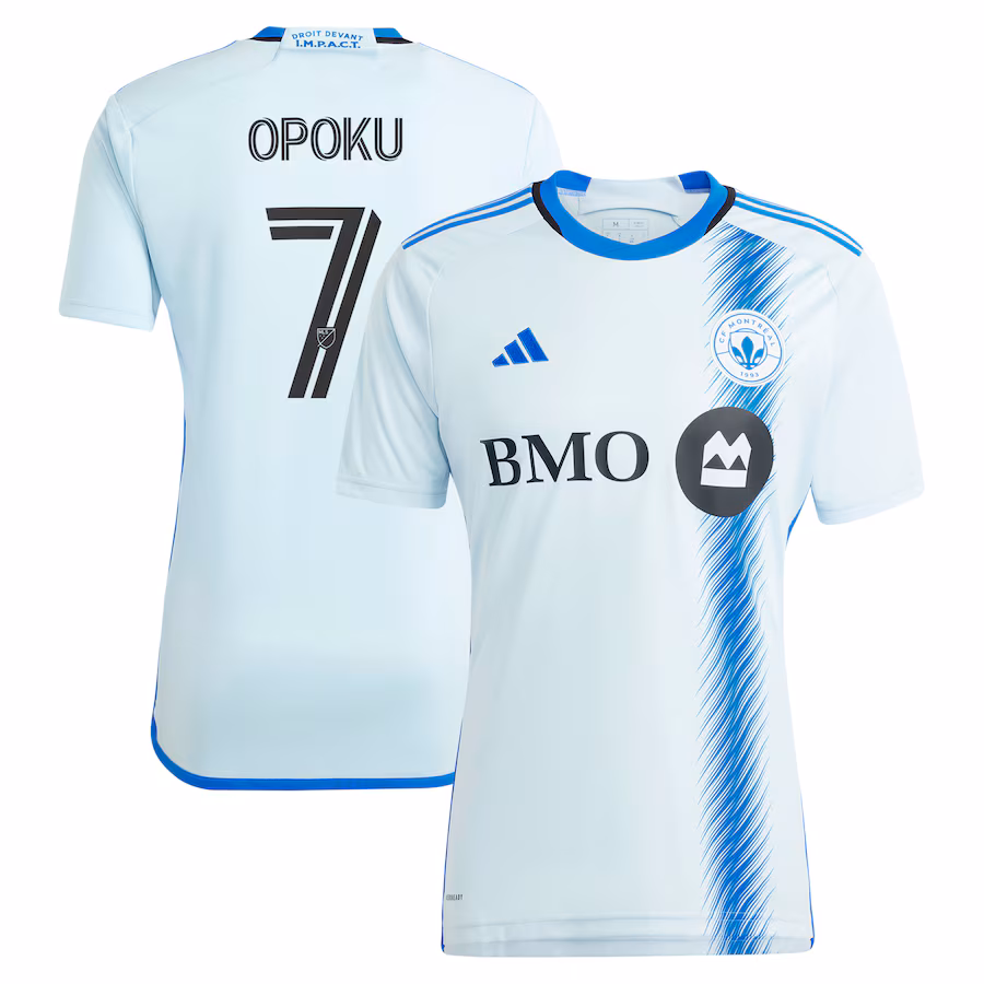 Men's CF Montreal Kwadwo Opoku adidas Light Blue 2024 La Main Replica Player Jersey - ujerseystore