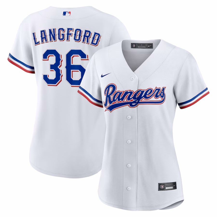 Women's Texas Rangers Wyatt Langford Nike White Home Replica Jersey - ujerseystore