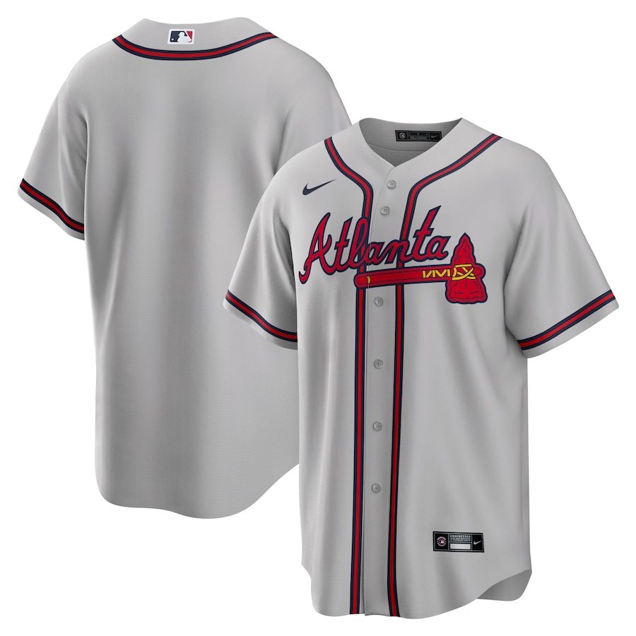 Men's Atlanta Braves Nike Gray Road Replica Team Jersey - ujerseystore