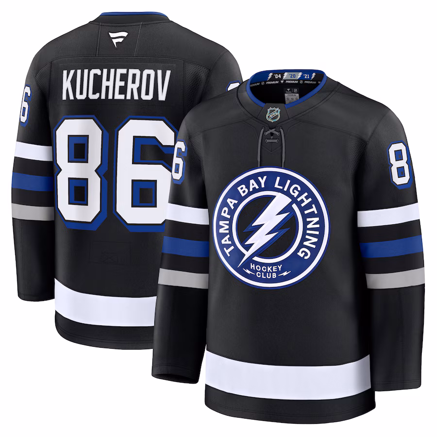 Men's Tampa Bay Lightning Nikita Kucherov Fanatics Black Alternate Premium Jersey - ujerseystore